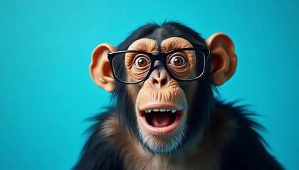 A Surprised Chimpanzee Wearing Glasses