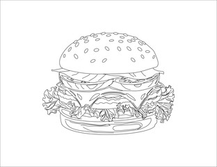 hand drawn hamburger. Set of hand drawn hamburger, burger. Set of doodle style hamburger, burger. Vector illustration