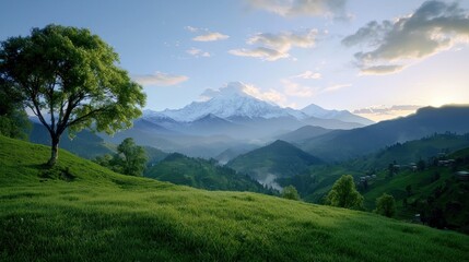 Majestic Mountain Landscape at Sunrise