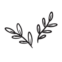olive branch Simple Black and White Hand Drawn