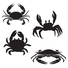 Crab Silhouette, Crab Vector Silhouette, Crab cartoon Silhouette, Crab illustration, Crab icon Silhouette, Crab Silhouette illustration