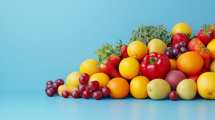 Colorful fruit display studio setting food photography bright environment