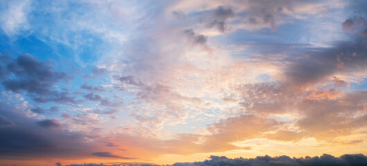Fototapeta premium Panorama of sky background during sunset