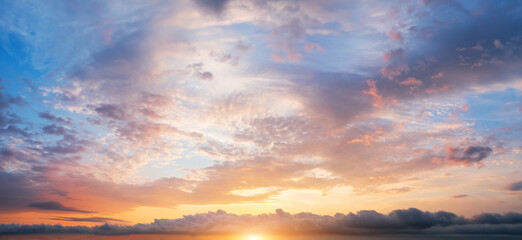Fototapeta premium Panorama of sky background during sunset.