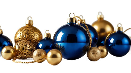 blue Christmas balls on transparent background