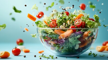 Vibrant fresh salad preparation a close-up on healthy eating
