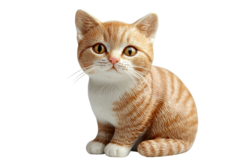 Detailed ceramic figurine of a sitting orange tabby cat with unique features and lifelike expression