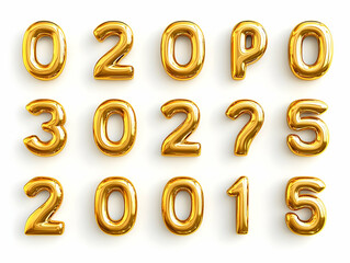 Golden 3D Number Balloons Illustration
