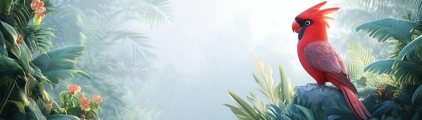 exotic bird in habitat flat design front view ecological theme animation Complementary Color Scheme