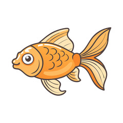 Cartoon goldfish with shiny orange scales, A vibrant cartoon goldfish featuring shiny orange scales, flowing fins, and a cheerful expression, ideal for aquatic-themed projects.  
