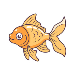 Cartoon goldfish with flowing fins and scales, A cheerful cartoon goldfish with a shiny orange body, flowing fins, and detailed scales, perfect for aquatic-themed projects and designs.  
