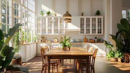 Obraz premium Spacious dining area featuring an abundance of natural light.