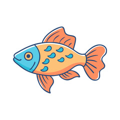 Orange and blue spotted fish vector, Vector illustration of a fish with an orange body, blue head, and matching spots, featuring vibrant fins, perfect for aquatic-themed designs.  
