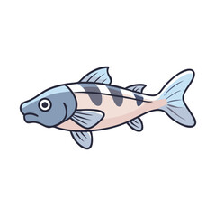 Blue and beige fish with dark spots vector, Vector illustration of a fish with a blue and beige body, featuring dark spots and sleek fins, ideal for aquatic and marine-themed designs.  
