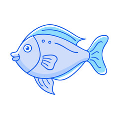 Light blue tropical fish vector illustration, Vector illustration of a light blue tropical fish with smooth curves and simple details, perfect for aquatic or marine-themed designs.  
