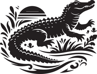 alligator silhouette victor design on isolated with the white.