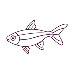 Minimalist fish outline in maroon vector, Vector illustration of a simple fish outline in maroon, featuring clean lines, ideal for aquatic, marine, or minimalist-themed designs.  
