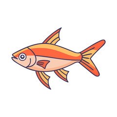 Orange and peach tropical fish vector, Vector illustration of a sleek tropical fish with orange and peach tones, ideal for aquatic, marine, or decorative design projects.  
