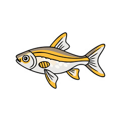 Yellow and white striped fish vector, Vector illustration of a small fish with yellow and white stripes, featuring a sleek design, perfect for aquatic and tropical-themed designs.  
