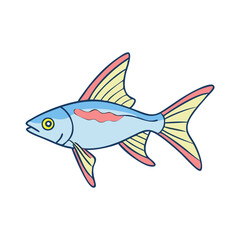 Blue tropical fish vector illustration, Vector illustration of a sleek tropical fish in blue with yellow and pink accents, ideal for aquatic or marine-themed designs.  
