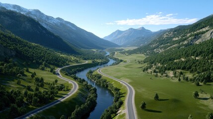 Fototapeta premium Serene Mountain Valley River