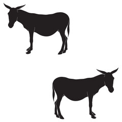 Fototapeta premium Donkey Silhouette, Donkey Vector Silhouette, Donkey cartoon Silhouette, Donkey illustration, Donkey icon Silhouette, Donkey Silhouette illustration