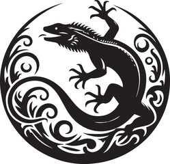  two Lizard fight silhouette victor design.