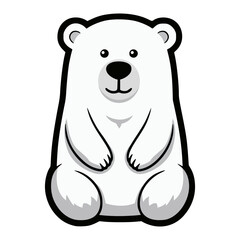cute polar bear wild animal cartoon character flat color vector illustration template design