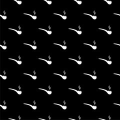 Smoking pipe with smoke icon isolated seamless pattern on black background