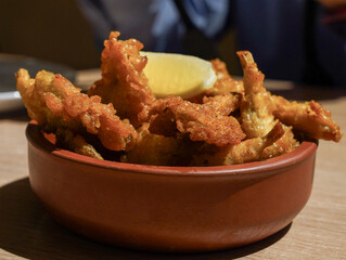 Crispy handmade chicken with lemon