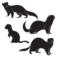 Ferret Silhouette, Ferret Vector Silhouette, Ferret cartoon Silhouette, Ferret illustration, Ferret icon Silhouette, Ferret Silhouette illustration