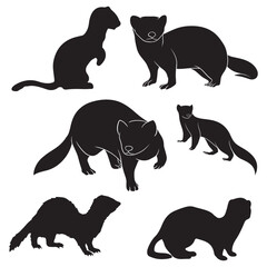 Ferret Silhouette, Ferret Vector Silhouette, Ferret cartoon Silhouette, Ferret illustration, Ferret icon Silhouette, Ferret Silhouette illustration