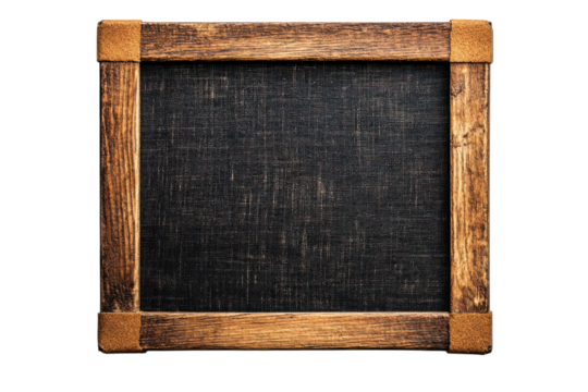 Rustic wooden frame with a dark canvas background for art display or decoration