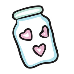 jar with heart line doodle Illustration
