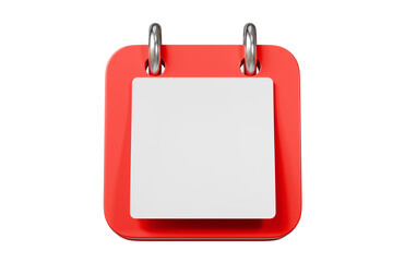 3d Red Calendar with Paper icon on isolated transparent background. Reminder notification or Time management concept. Website Ui design icon. Minimal 3d cartoon red calendar time zone icon. 3d render.