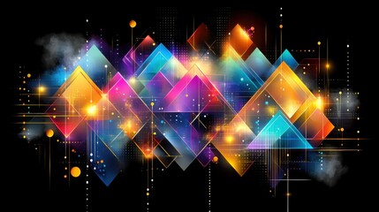 A textured dark grey background with vibrant neon purple and blue diamonds, glowing brightly in a symmetrical geometric layout