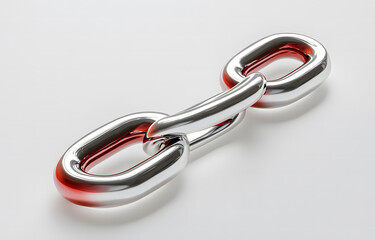 Obraz premium Metallic Chain with a Single Red Weak Link