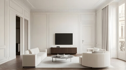 Expansive living room with clean lines and cozy atmosphere.