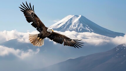 A majestic eagle soaring above a mountain, symbolizing freedom and strength in life.
