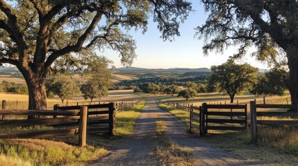 Rural Country Road Leading Through Rolling Hills