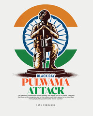 Pulwama Attack a black day in India Social Media Post Template banner
