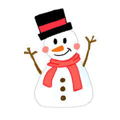 snowman with arms, hat and scarf (tilt left)