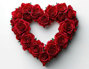heart made of red roses. frame card valentine day.