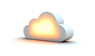 Glowing cloud icon, digital storage concept.