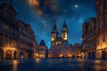 Fototapeta premium night view of prague