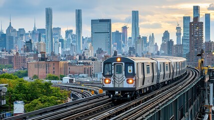 Fototapeta premium City Train Transit, Elevated Tracks