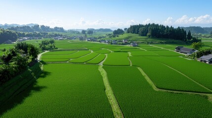 Obraz premium Vast Rice Paddies in Rural Landscape