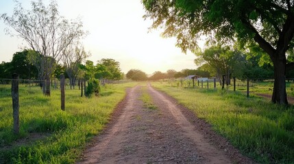 Peaceful Country Road at Sunset