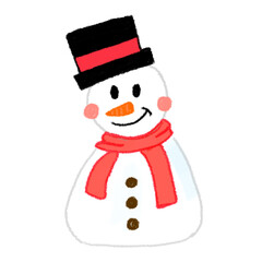 Snowman with hat and scarf (tilt left)