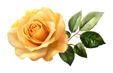 Elegant yellow rose isolated on a transparent background